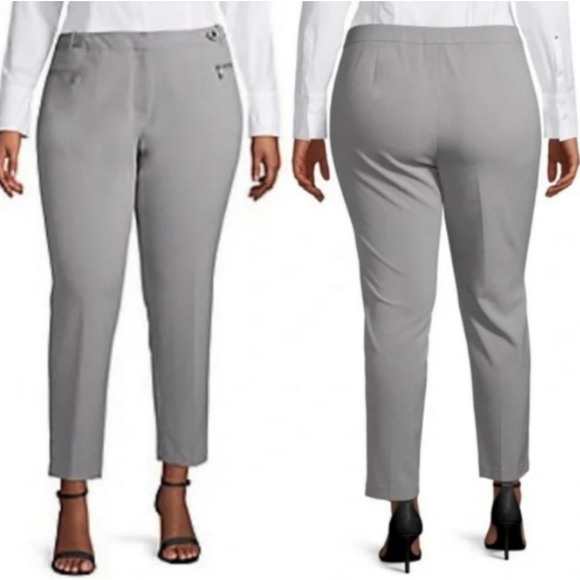 Calvin Klein | Women's Plus Size Straight Slim Tapered Leg Pants - Heather Grey - Picture 6 of 6